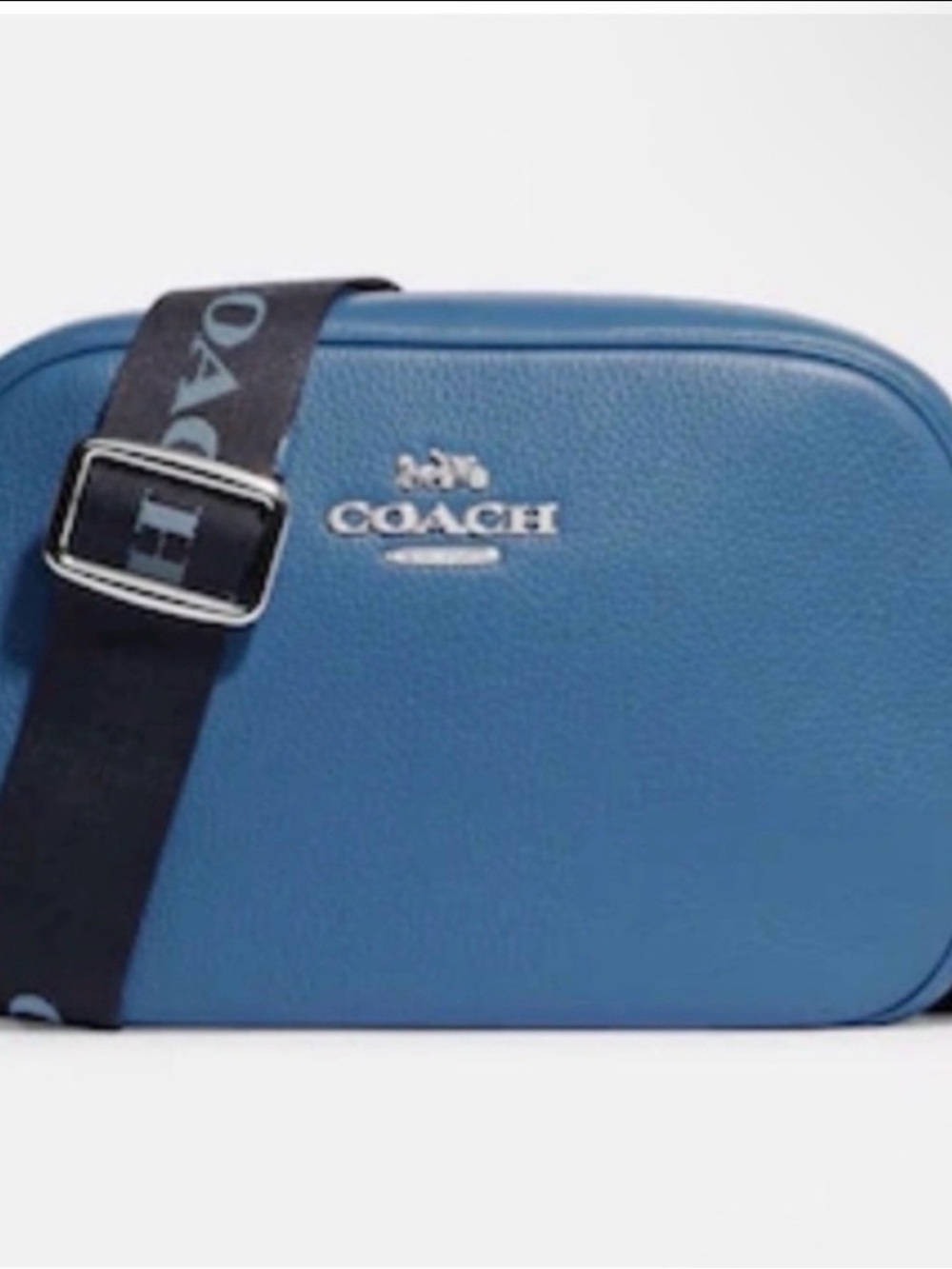 Coach Jaime Blue Soft Pebbled Leather Camera Crossbody with guitar Strap - Picture 3 of 12